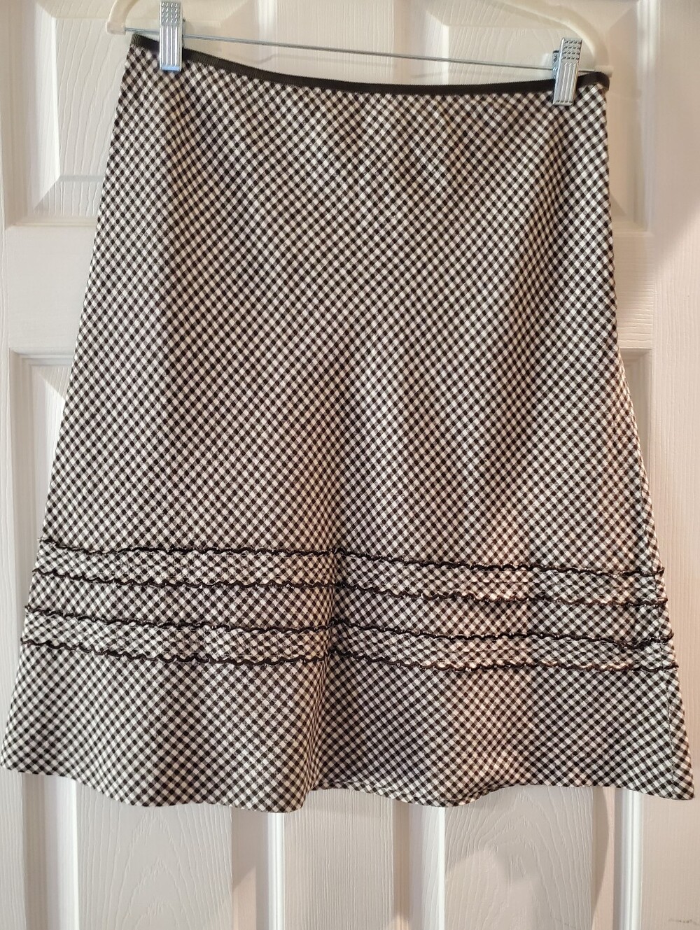Vintage LOFT Brown and White Gingham A-Line Skirt Size 8